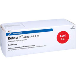 Abbildung: Retacrit 4.000 I.E. / 0,4 ml Injektionslösung i.e.FS mit Si.System 6 St, Fertigspritzen PZN 14136192