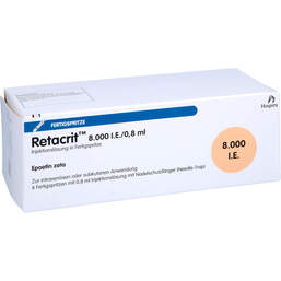 Abbildung: Retacrit 8.000 I.E. / 0,8 ml Injektionslösung i.e.FS mit Si.System 6 St, Fertigspritzen PZN 14136217