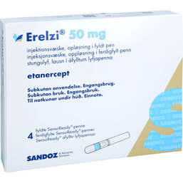 Abbildung: Erelzi 50 mg Injektionslösung im Fertigpen 4 St, Injektionslösung PZN 14137381