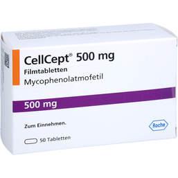 Abbildung: Cellcept 500 mg Filmtabletten 50 St, Filmtabletten PZN 14139865