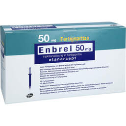Abbildung: Enbrel 50 mg Injektionslösung in einer Fertigspritze 12 St, Injektionslösung PZN 14139919