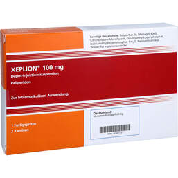 Abbildung: Xeplion 100 mg Depot-Injektionssuspension in einer Fertigspritze  1 St, Depot-Injektionssuspension PZN 14140176