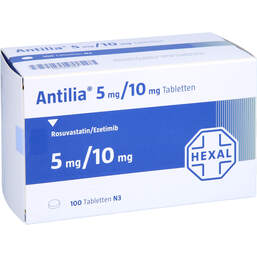 Abbildung: Antilia 5 mg / 10 mg Tabletten 100 St, Tabletten PZN 14143803