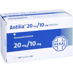 Abbildung: Antilia 20 mg / 10 mg Tabletten 100 St, Tabletten PZN 14143855