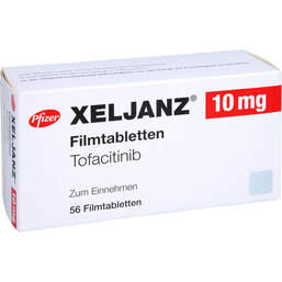 Abbildung: Xeljanz 10 mg Filmtabletten 56 St, Filmtabletten PZN 14155692