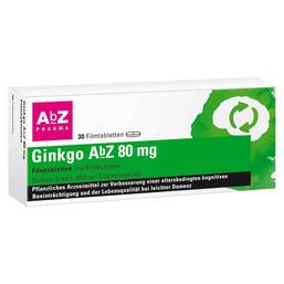 Abbildung: Ginkgo AbZ 80 mg Filmtabletten Filmtabletten, 30 St PZN 14164768