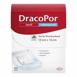 Abbildung: DracoPor waterproof Wundverband 15x15 cm steril 25 St, Pflaster PZN 14167471