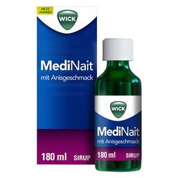 Abbildung: WICK MediNait mit Anisgeschmack Sirup Sirup, 180 ml PZN 14169004