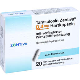 Abbildung: Tamsulosin Zentiva 0,4 mg Hartk.verä.Wst.-Frs. 20 St, Hartkapseln mit veränderter Wirkstofffreisetzung PZN 14169949
