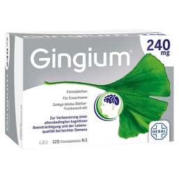 Abbildung: Gingium 240 mg Filmtabletten Filmtabletten, 120 St PZN 14171113