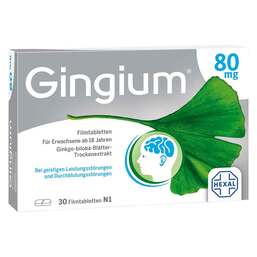 Abbildung: Gingium® 80 mg Filmtabletten Filmtabletten, 30 St PZN 14171136