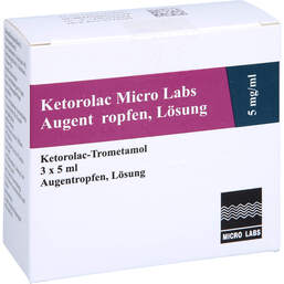 Abbildung: Ketorolac Micro Labs 5 mg / ml Augentropfen Lösung 3X5 ml, Augentropfen PZN 14175252