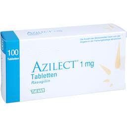 Abbildung: Azilect 1 mg Tabletten 100 St, Tabletten PZN 14178411