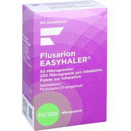 Abbildung: Flusarion Easyhaler 50ug / 250ug / Dosis 60ED Inh-P. 1 St, Inhalationspulver PZN 14186238