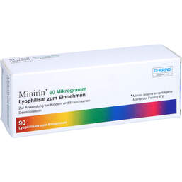 Abbildung: Minirin 60 Mikrogramm Lyophilisat zum Einnehmen 90 St, Schmelztabletten PZN 14186729