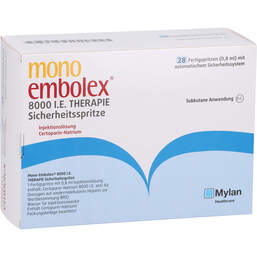 Abbildung: Mono Embolex 8.000 I.E. Therapie Sicherheitsspr. 28 St, Injektionslösung PZN 14188970