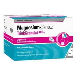 Abbildung: Magnesium Sandoz Trinkgranulat 400 mg Beutel Granulat zur Herstellung einer Suspension zum Einnehmen, 48 St PZN 14210095