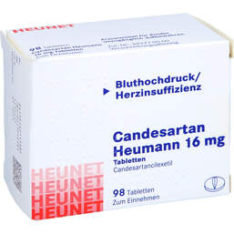 Abbildung: Candesartan Heumann 16 mg Tabletten Heunet 98 St, Tabletten PZN 14211568