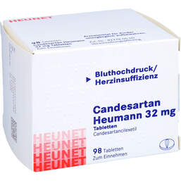 Abbildung: Candesartan Heumann 32 mg Tabletten Heunet 98 St, Tabletten PZN 14211605