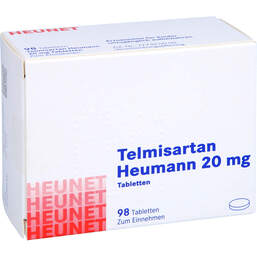 Abbildung: Telmisartan Heumann 20 mg Tabletten Heunet 98 St, Tabletten PZN 14211634