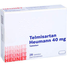 Abbildung: Telmisartan Heumann 40 mg Tabletten Heunet 28 St, Tabletten PZN 14211640