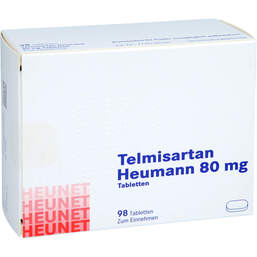 Abbildung: Telmisartan Heumann 80 mg Tabletten Heunet 98 St, Tabletten PZN 14211700