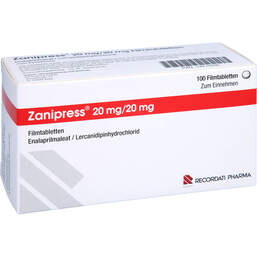 Abbildung: Zanipress 20 mg / 20 mg Filmtabletten 100 St, Filmtabletten PZN 14212295