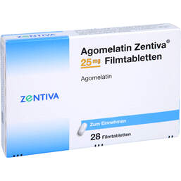 Abbildung: Agomelatin Zentiva 25 mg Filmtabletten 28 St, Filmtabletten PZN 14212591