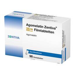 Abbildung: Agomelatin Zentiva 25 mg Filmtabletten 98 St, Filmtabletten PZN 14212616