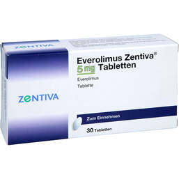 Abbildung: Everolimus Zentiva 5 mg Tabletten 30 St, Tabletten PZN 14212639