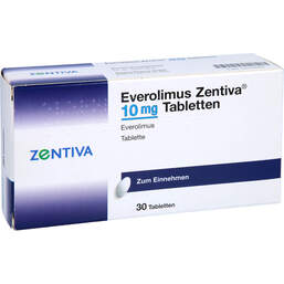 Abbildung: Everolimus Zentiva 10 mg Tabletten 30 St, Tabletten PZN 14212645