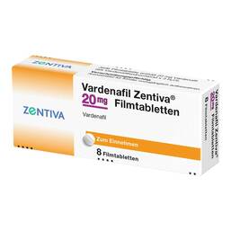 Abbildung: Vardenafil Zentiva 20 mg Filmtabletten 8 St, Filmtabletten PZN 14212786