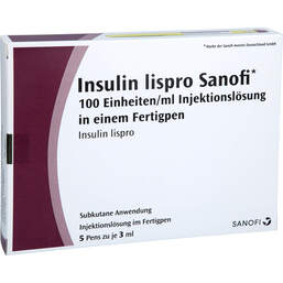 Abbildung: Insulin Lispro Sanofi 100 E / ml Injektionslösung Fertigpen 5X3 ml, Injektionslösung PZN 14213739