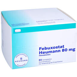 Abbildung: Febuxostat Heumann 80 mg Filmtabletten 84 St, Filmtabletten PZN 14215046