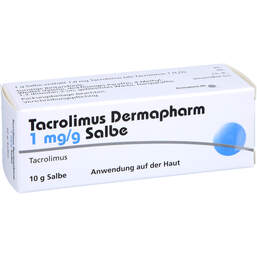 Abbildung: Tacrolimus Dermapharm 1 mg / g Salbe 10 g, Salbe PZN 14216040