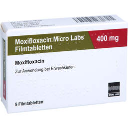 Abbildung: Moxifloxacin Micro Labs 400 mg Filmtabletten 5 St, Filmtabletten PZN 14217476