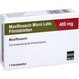 Abbildung: Moxifloxacin Micro Labs 400 mg Filmtabletten 7 St, Filmtabletten PZN 14217482