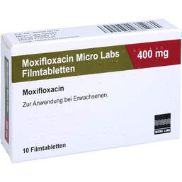 Abbildung: Moxifloxacin Micro Labs 400 mg Filmtabletten 10 St, Filmtabletten PZN 14217499