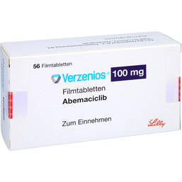 Abbildung: Verzenios 100 mg Filmtabletten 56 St, Filmtabletten PZN 14219340