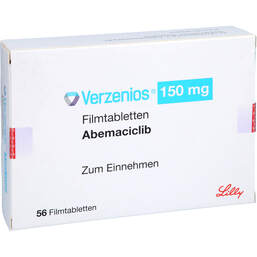 Abbildung: Verzenios 150 mg Filmtabletten 56 St, Filmtabletten PZN 14219357