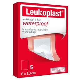 Abbildung: Leukoplast Leukomed T Plus steril 8x10 cm Pflaster, 5 St PZN 14220076