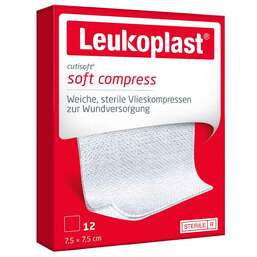 Abbildung: Leukoplast Cutisoft Vlieskompresse 7,5x7,5 cm steril Verband, 12 St PZN 14220099