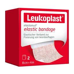 Abbildung: Leukoplast Elastomull Fixierbinde elastisch 8 cmx4 m 2 St, Verband PZN 14220107