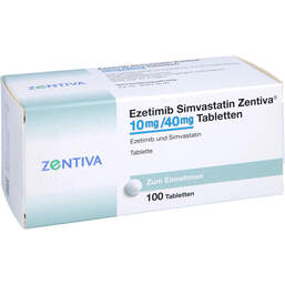 Abbildung: Ezetimib Simvastatin Zentiva 10 mg / 40 mg Tabletten 100 St, Tabletten PZN 14221182