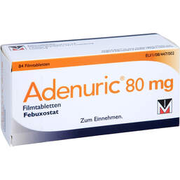 Abbildung: Adenuric 80 mg Filmtabletten 84 St, Filmtabletten PZN 14227405