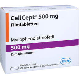 Abbildung: Cellcept 500 mg Filmtabletten 150 St, Filmtabletten PZN 14227411