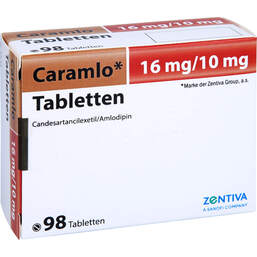 Abbildung: Caramlo 16 mg / 10 mg Tabletten 98 St, Tabletten PZN 14227575