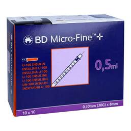 Abbildung: BD Micro-Fine + Insulinspritzen 0,5 ml U100 0,3x8 mm 100 St, Spritzen PZN 14234718 