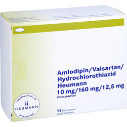 Abbildung: Amlodipin / Valsartan / HCT Heumann 10 / 160 / 12,5mg Fta 98 St, Filmtabletten PZN 14235681