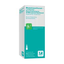 Abbildung: Mometasonfuroat-1A Ph.HeuschnupfeNasenspray 50µg / Sp.Stoß Nasenspray, 18 g PZN 14235793